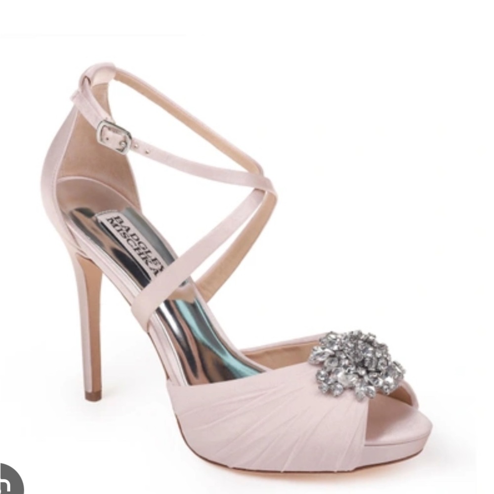 Badgley Mischka Blush Sadie  Heels with Crystal Embellishment